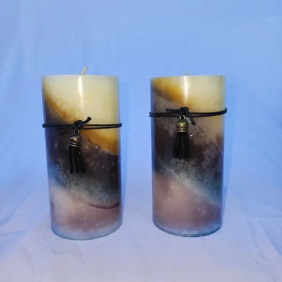 3x6 Scented Pillar Candles Cream & Brown - Picture 1 of 4